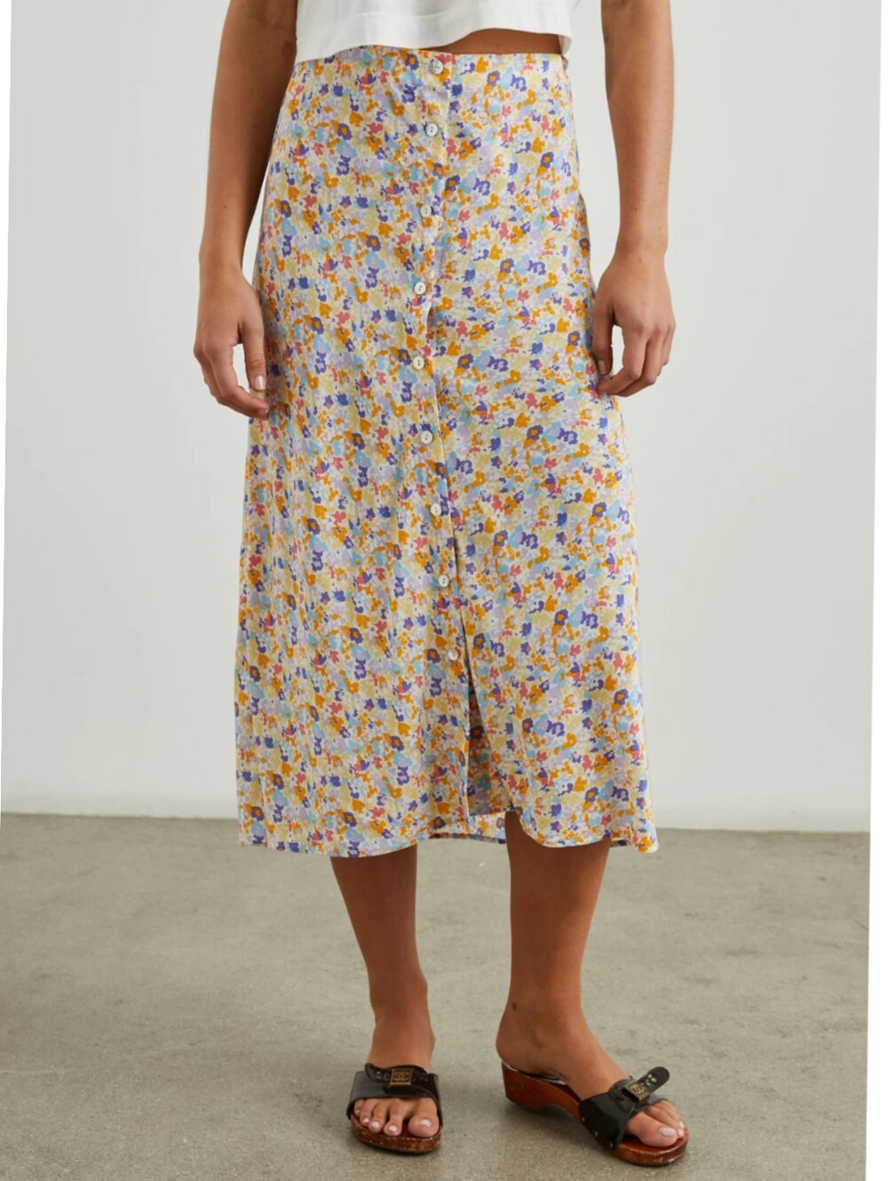 NEW Rails Rosetta Midi Skirt In Papaya Flowers
